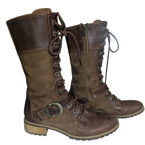 Timberland Brown Leather & Suede Lace-Up Mid-Calf Boots - Picture 6 of 13